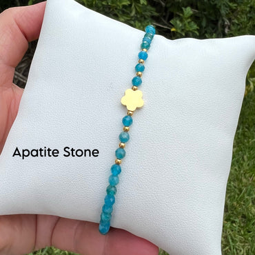 Gemstone Stainless Steel Flower Anklet - Gold