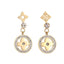 CZ Clover Design Dangling Stud Earrings - Gold