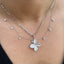 Multi Clovers CZ Drop Necklace - Silver Or Gold