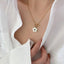 Titanium Steel One Side Seashell Flower Pendant Necklace - Gold