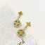 CZ Clover Design Dangling Stud Earrings - Gold