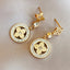 CZ Clover Design Dangling Stud Earrings - Gold
