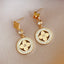 CZ Clover Design Dangling Stud Earrings - Gold