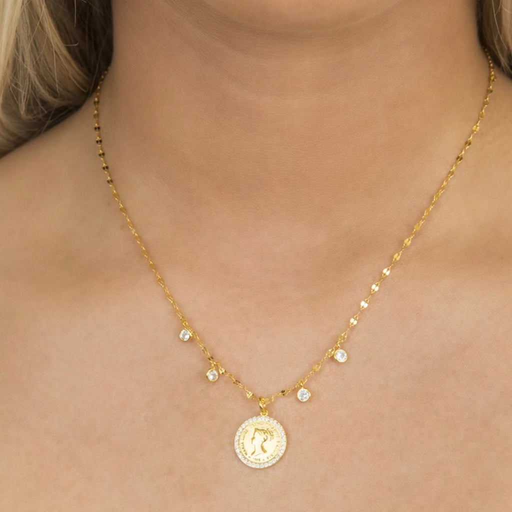 Lady Coin Pendant Necklace - Gold