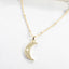 CZ/Opal Half Moon Necklace - Gold