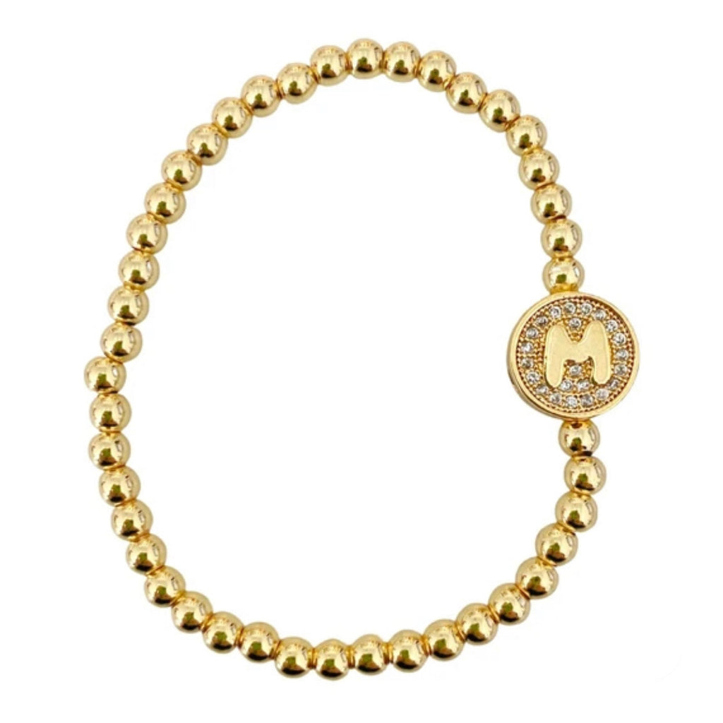 Stretch Beaded Initial Bracelet - Gold or Silver