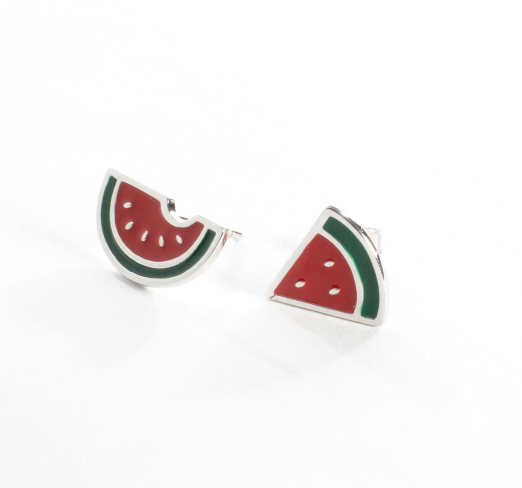 Watermelon stud earrings - Silver - Girls & Teens