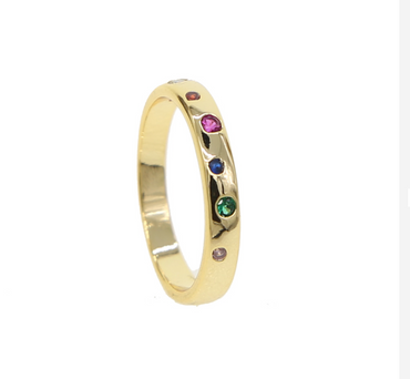 Dainty CZ Rainbow Eternity Ring Band