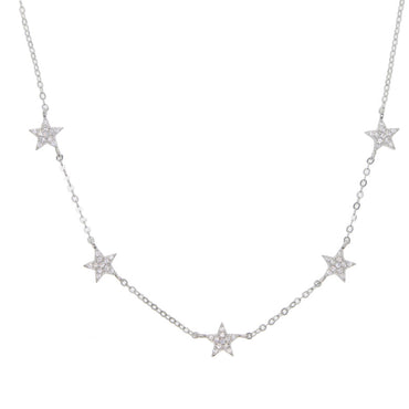 CZ Multi Station Star Choker Necklace