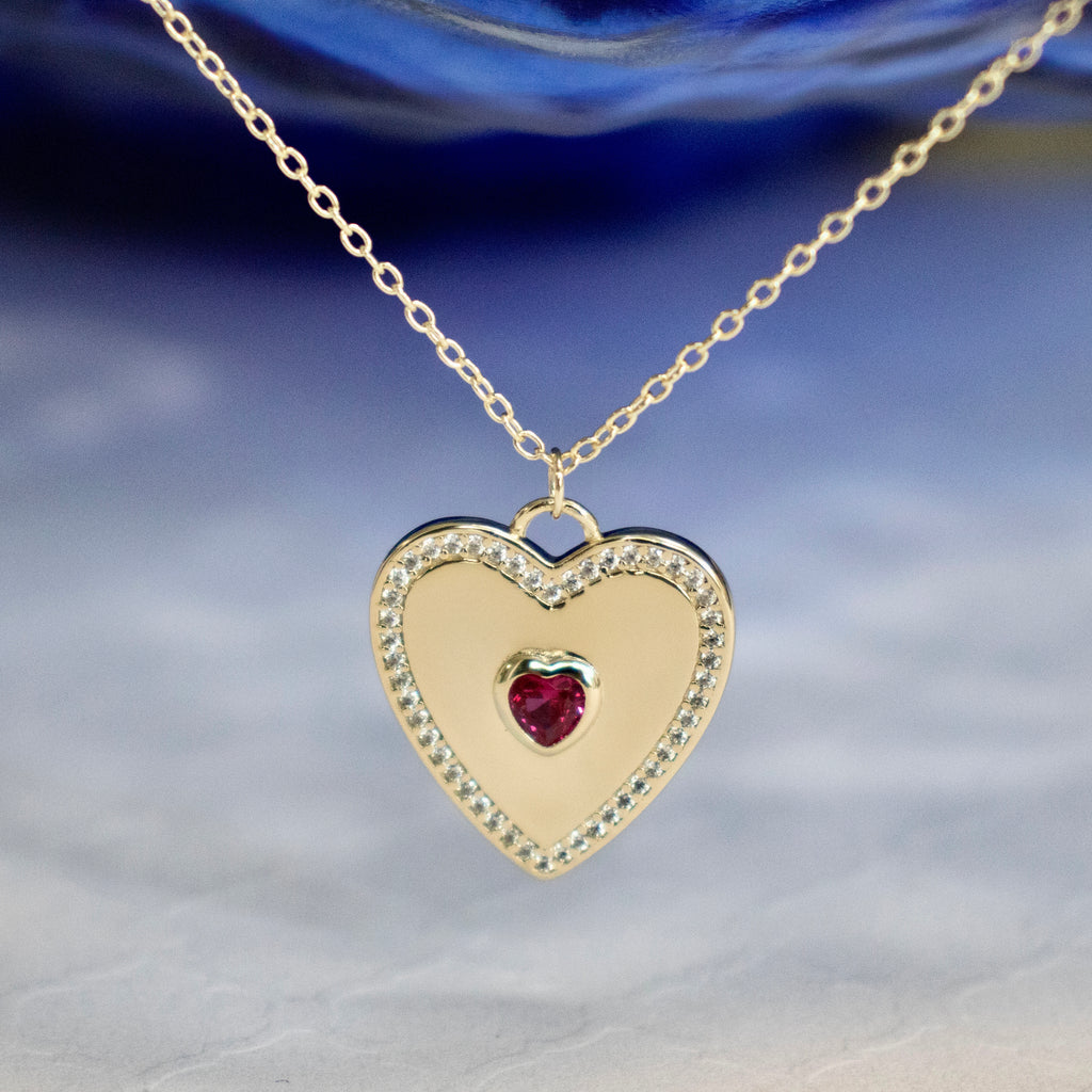 CZ Heart Necklace - Gold