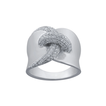 CZ Bypass Band Ring - Silver