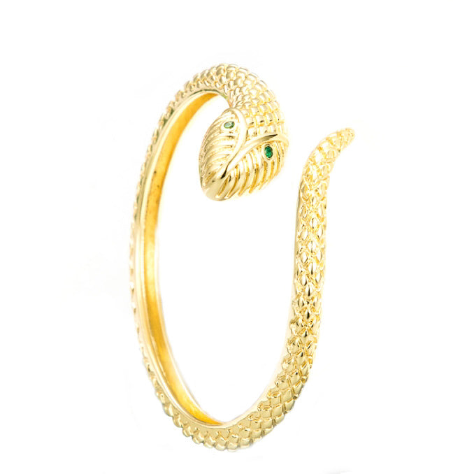 Women's Gold Alloy Glass Crystal Snake Cuff Bracelet - Aslan – Eye