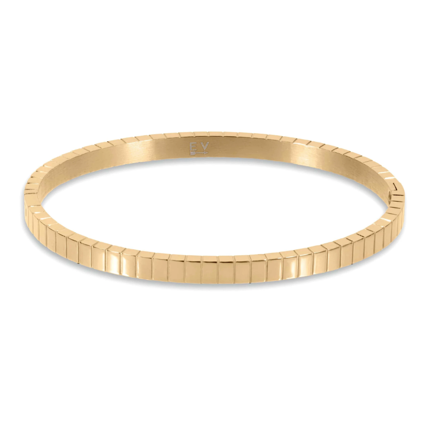 Textured Stainless Steel Bangle Bracelet - Gold