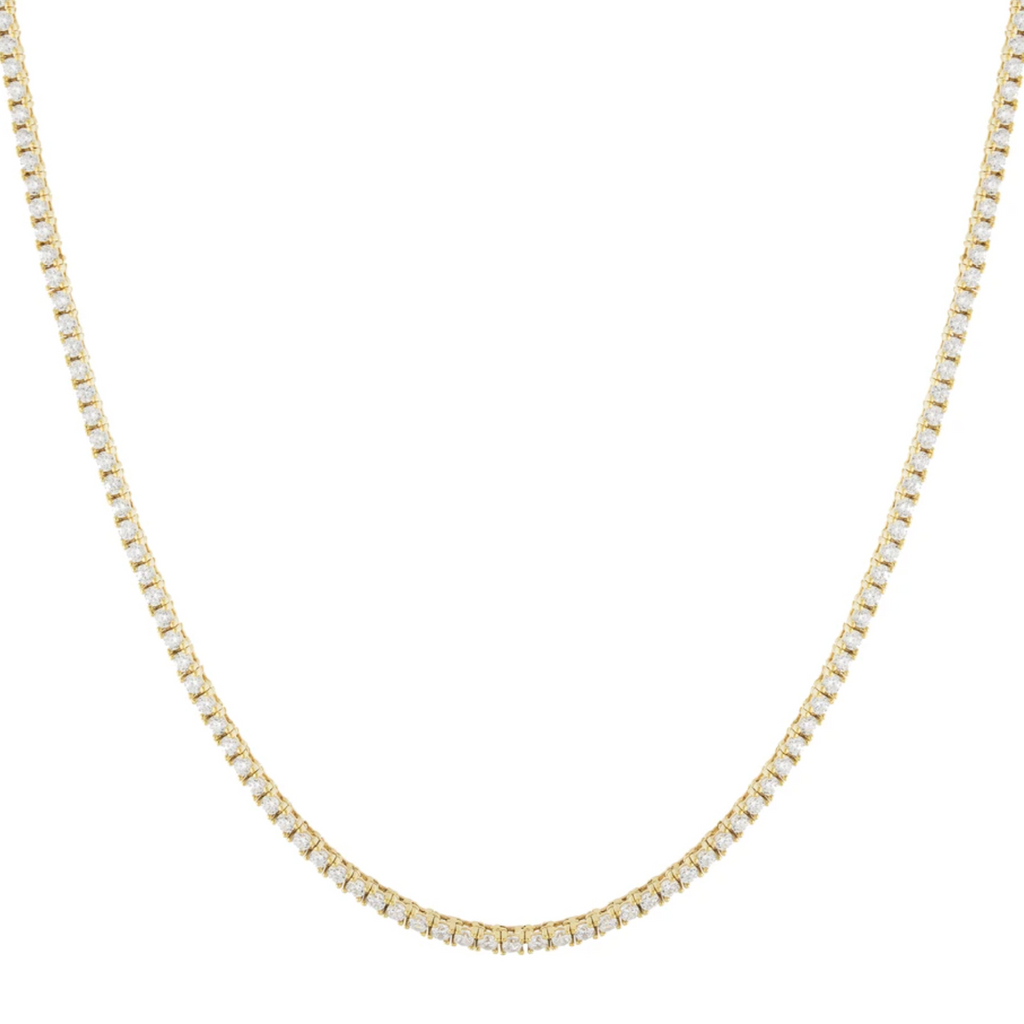 CZ Tennis Necklace 2mm Gold or Silver Balara Jewelry