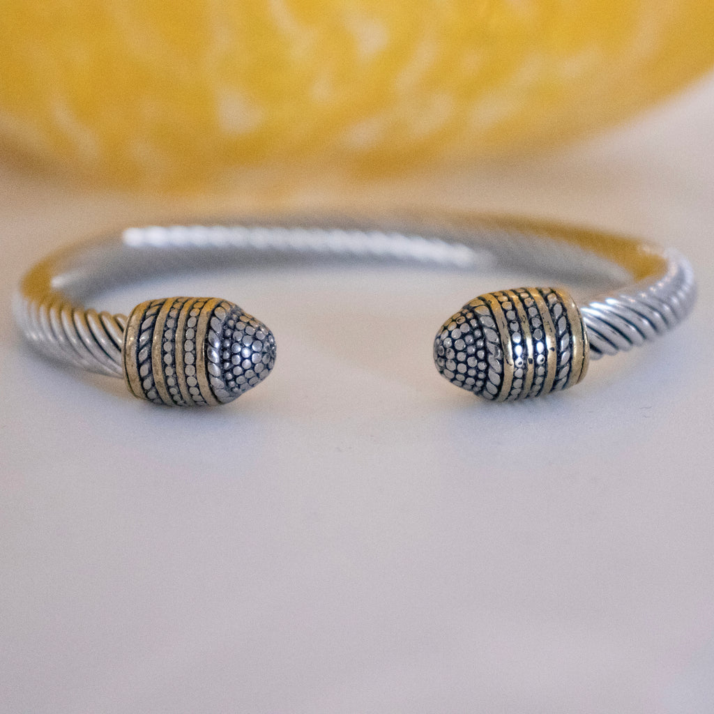 Two Tone Cable Cuff Bracelet - 5 mm